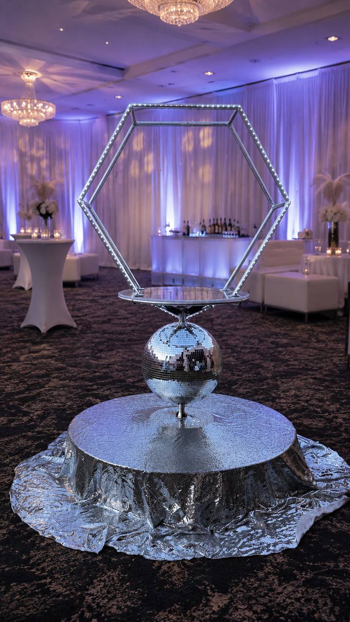 Disco LED Crystal — illuminated crystal aerial prop at a Las Vegas event