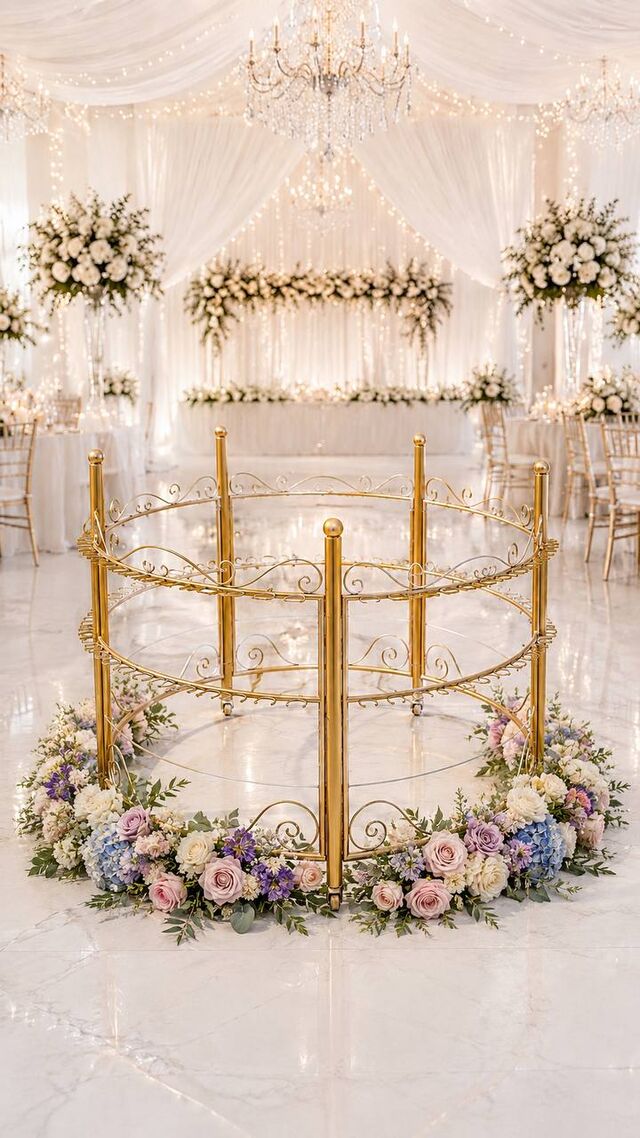 Elegant Champagne Station frame — six removable sections before service setup
