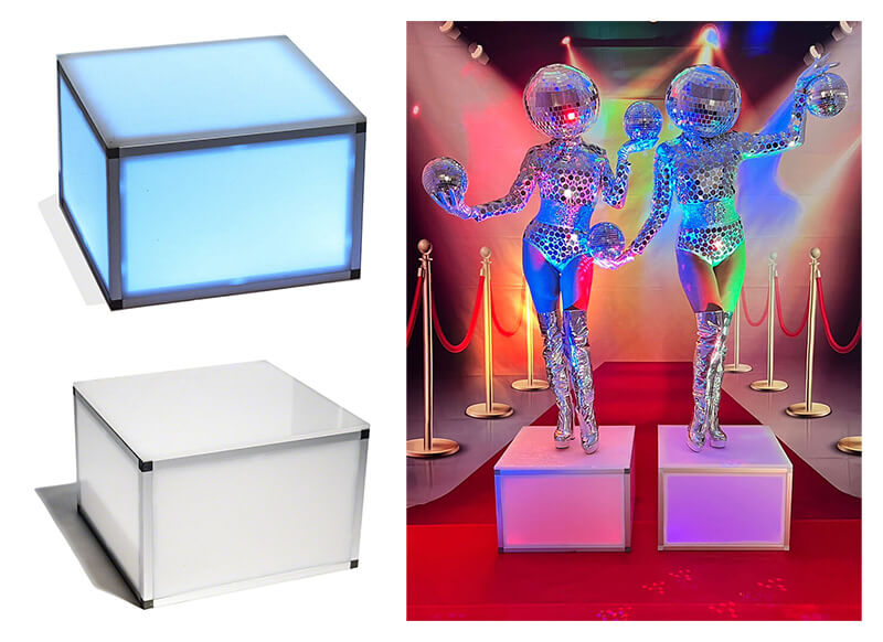 Go-go boxes and disco models collage